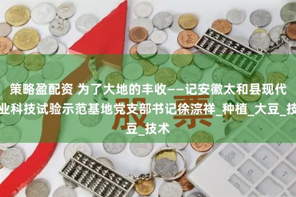 策略盈配资 为了大地的丰收——记安徽太和县现代农业科技试验示范基地党支部书记徐淙祥_种植_大豆_技术